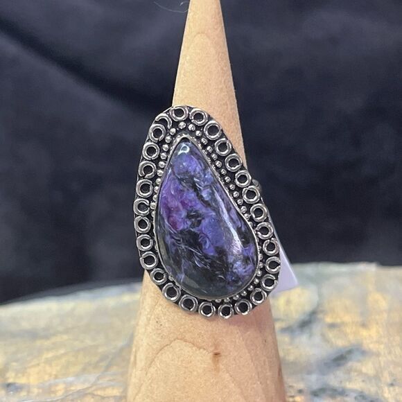 Artisan Charoite 925 Silver Ring Sz 8 - Picture 1 of 9